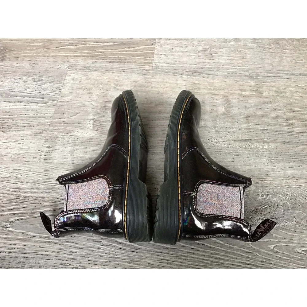 Dr. Martens Youth Girls Size 2 Boots 2976 T Sparkle Rays Glitter Leather Zip